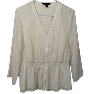 Banana Republic Womens White Chiffon‎ Dressy Blouse size Medium